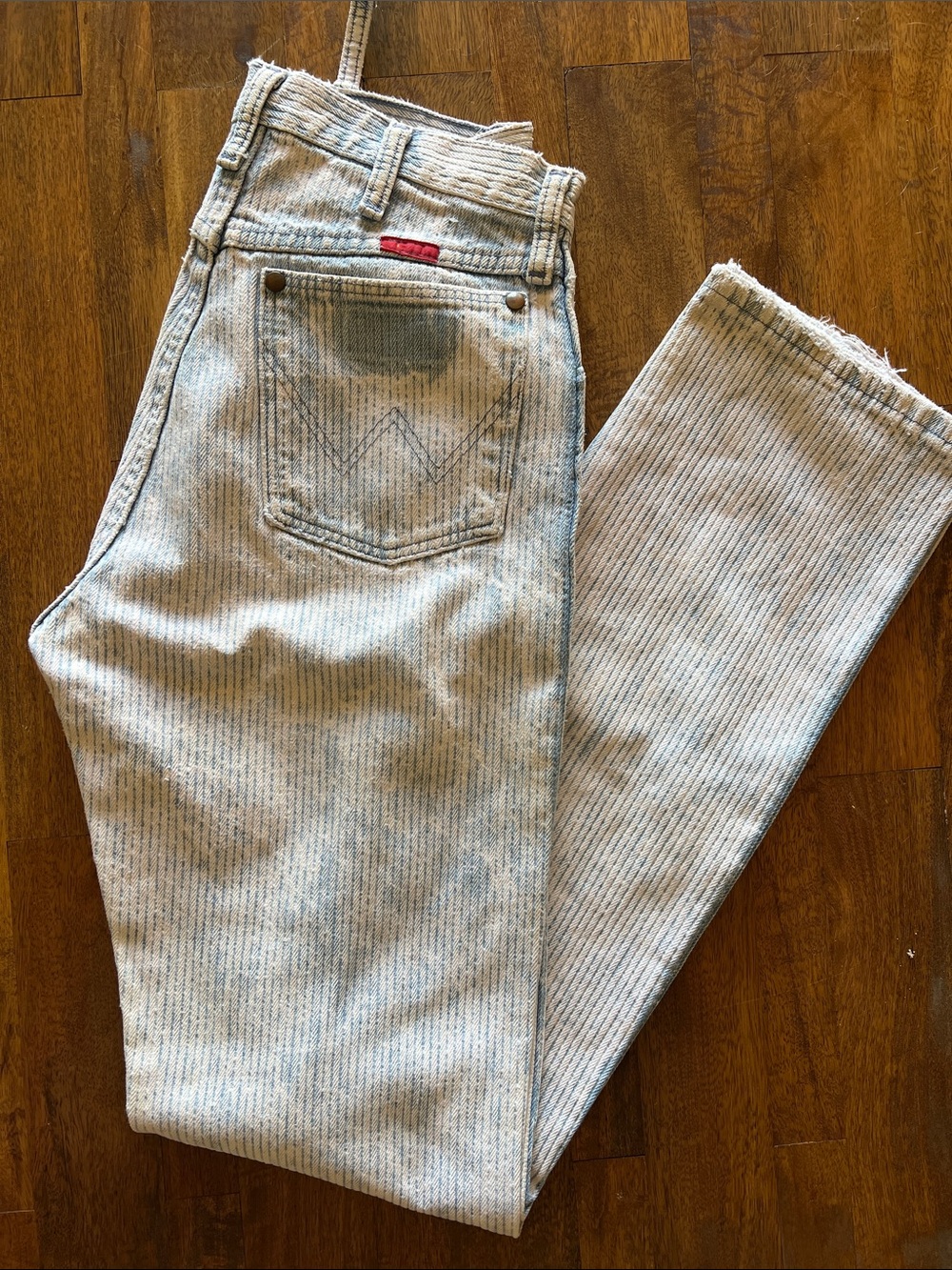Vintage 90s Wrangler Light Blue Pinstripe Straight Leg Jeans